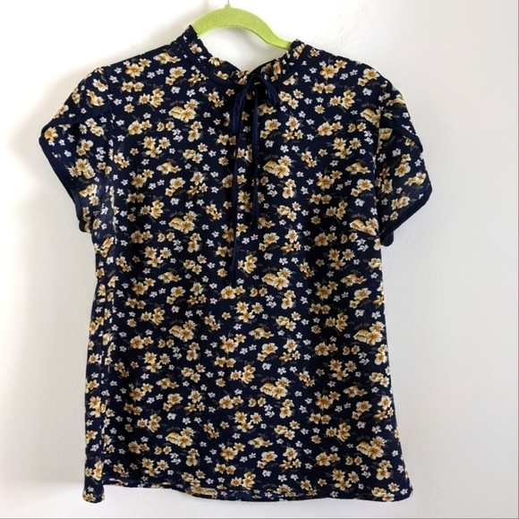 KEBUNUO Navy Blue Asian Style Short Sleeve Top XL/ M - Picture 2 of 12